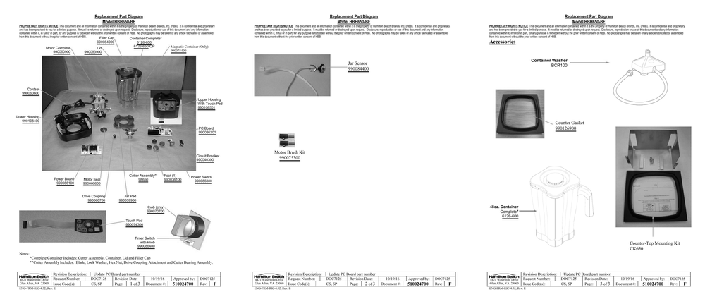 Diagram Diagram and Parts List for HBH650-BF  Hamilton Beach Blender